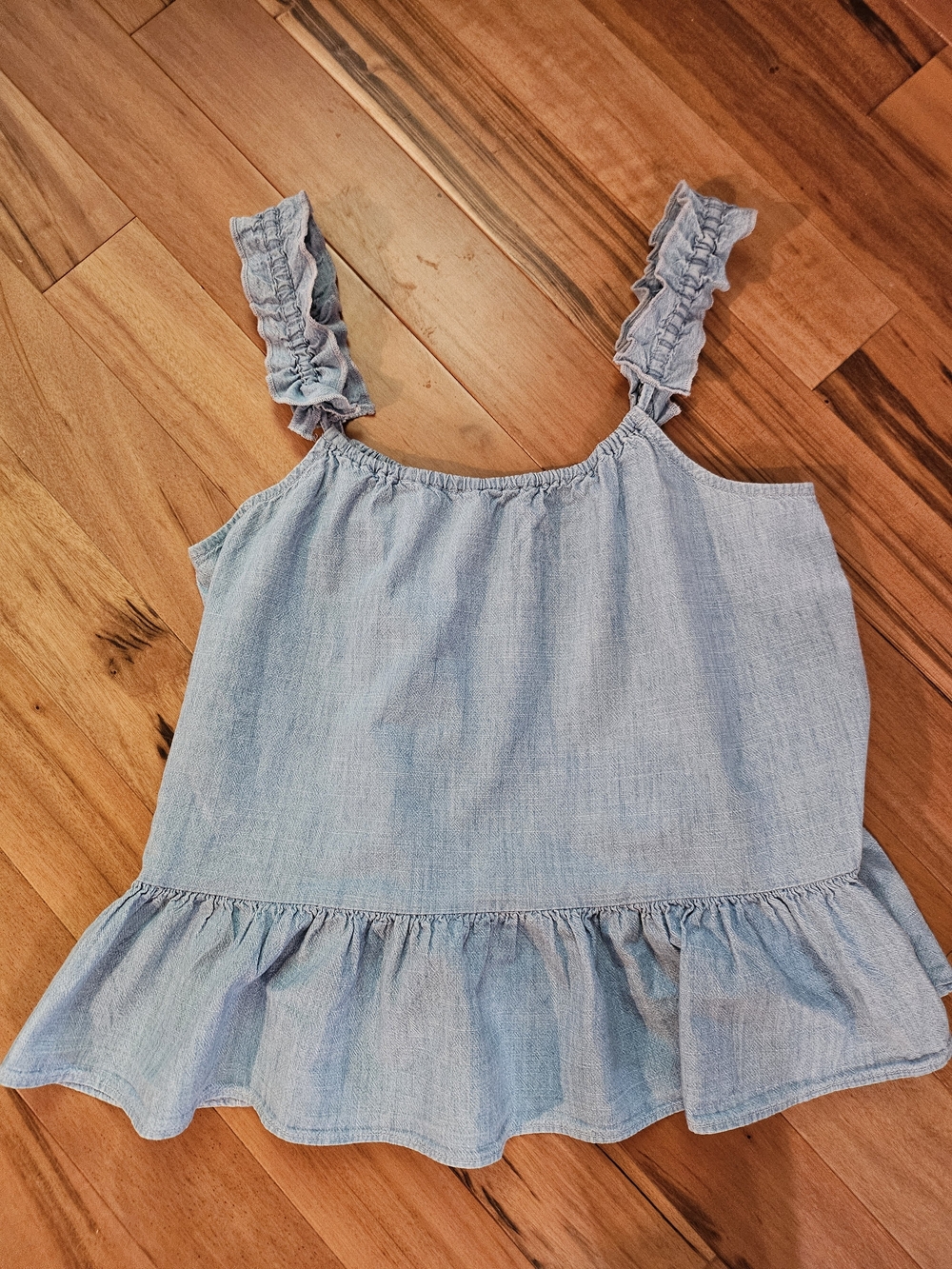 Madewell Light Blue Ruffle Strap Peplum Tank